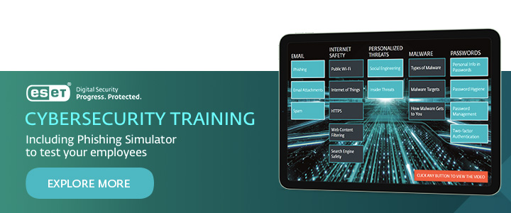banner showing info about cybersecurity training offered by ESET