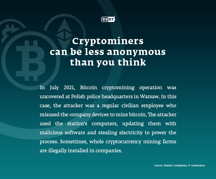 Infobox describing discovery of Bitcoin cryptomining operation at Polish police headquarters.